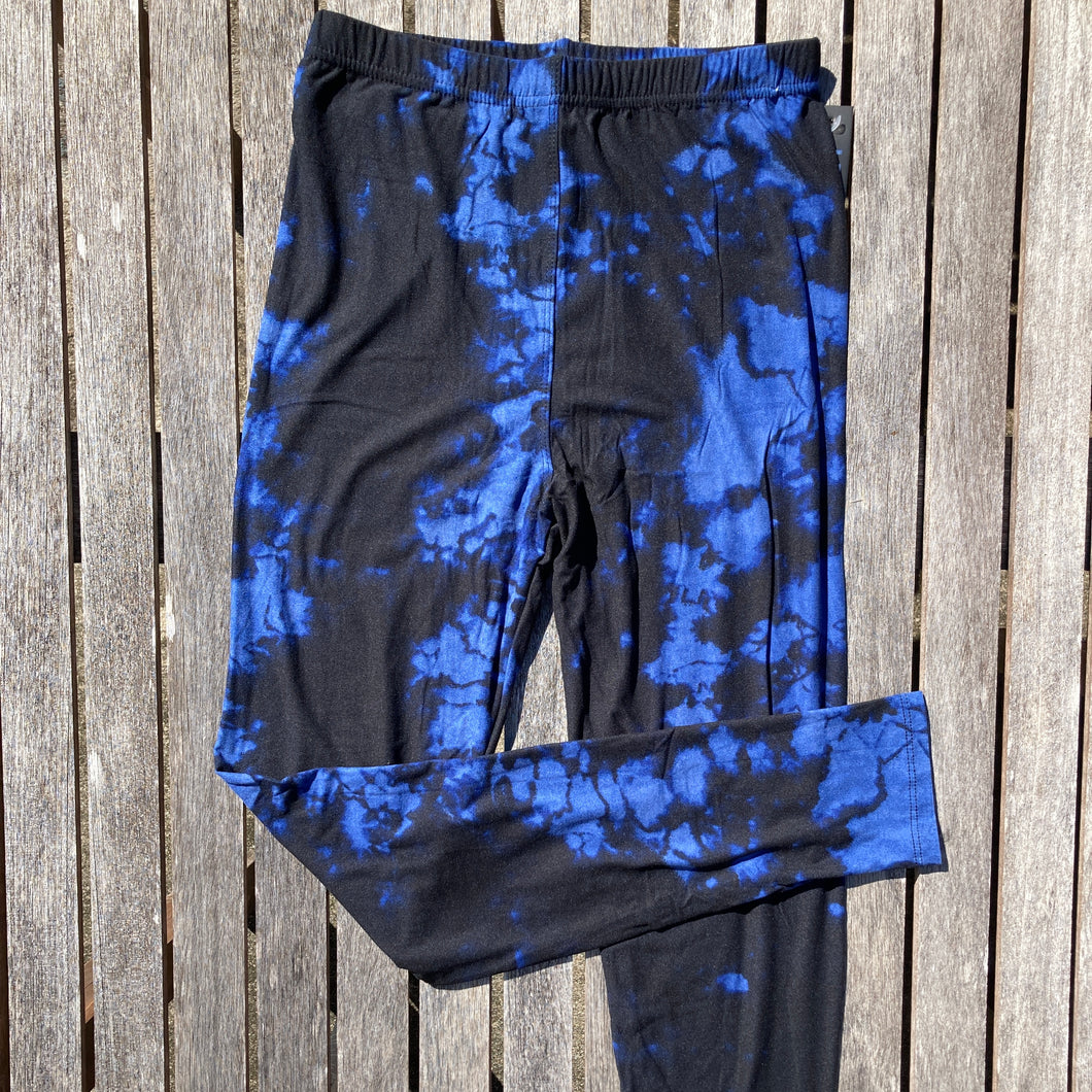 Blue and Black Tie Dye Leggings