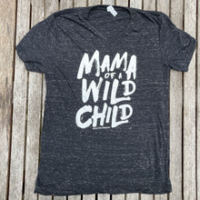 Black marble v-neck with the writing saying, "MAMA of a WILD CHILD" - Black marble - mom - tee shirt