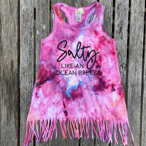 Salty Like An Ocean Breeze Infant Fringe DRESS Tie Dye