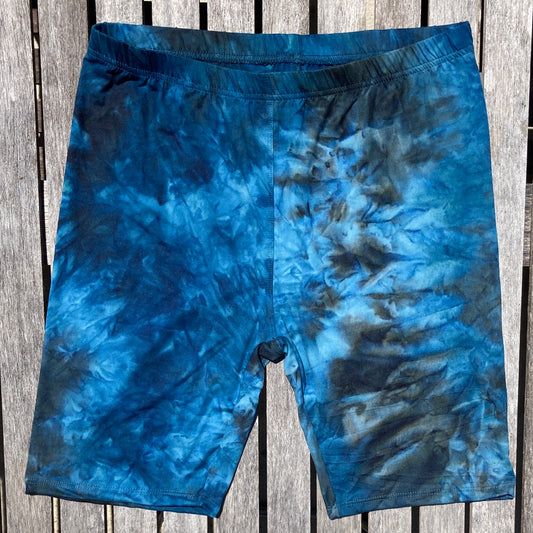 Blue Tie Dye Biker SHORTS Leggings