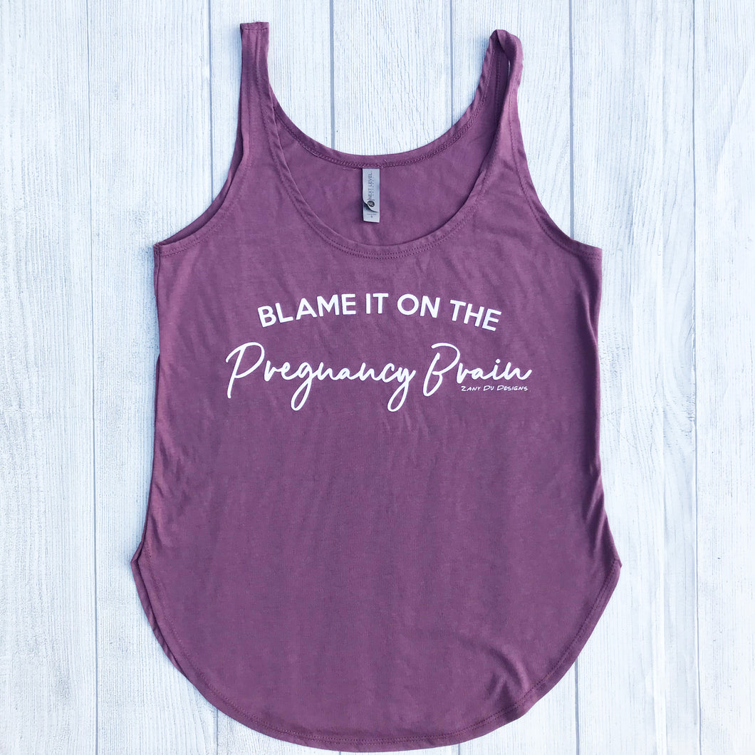 Purple wine colored tank top that says, 