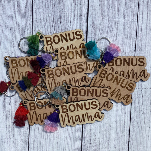 *Bonus Mom Wood Keychains with Fringe