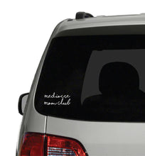 script window car decal that says, "mediocre mom club" in cursive white font - car decal - mother's day gift - motherhood - mom life