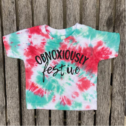 Obnoxiously Festive Tie Dye INFANT Christmas Tee