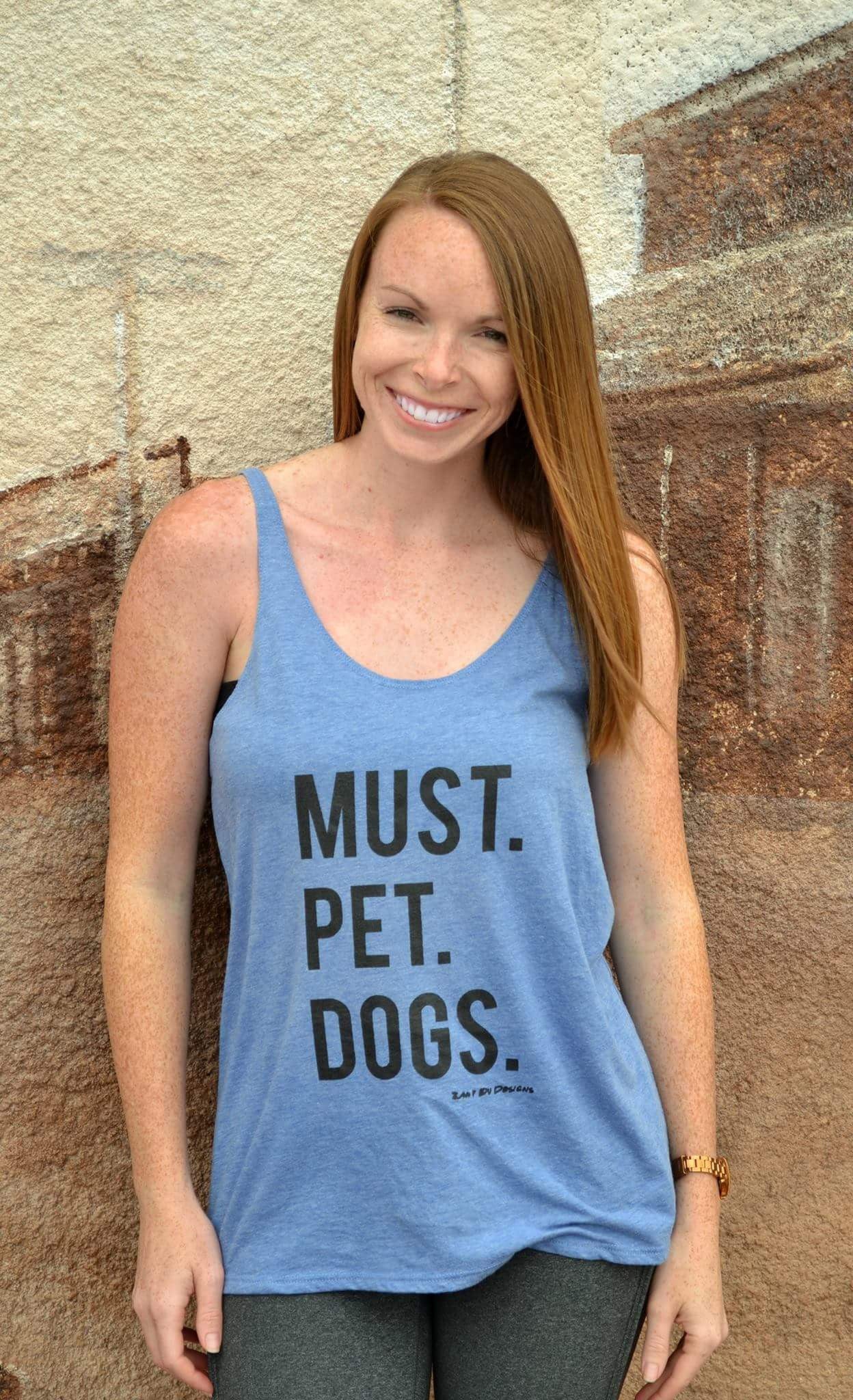 Must Pet Dogs Triblend Light Blue Women's Slouchy Tank Top