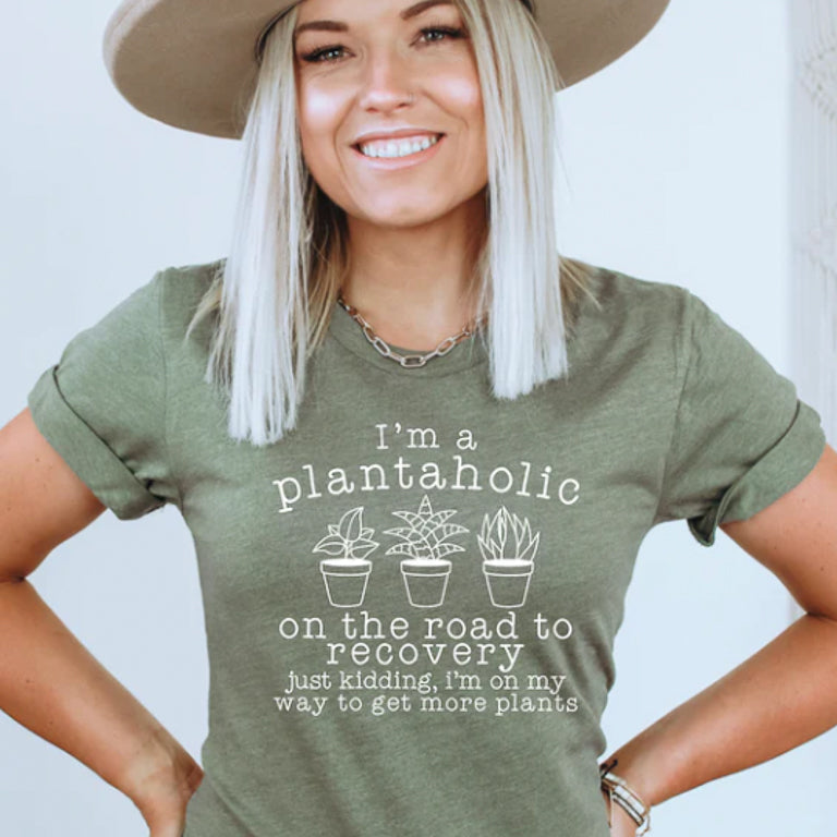 Plantaholic On the Road to Recovery Adult Tee New