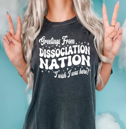 Greetings From Dissociation Nation Adult Tee New